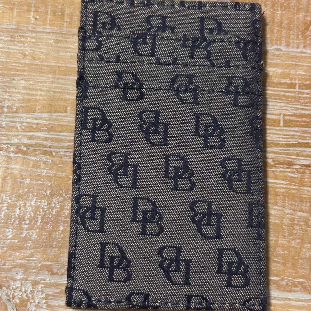 Dooney & Bourke Navy and Gray Monogram Card Holder